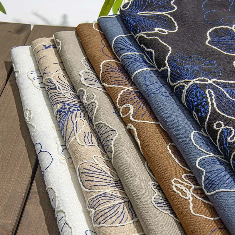 wholesale cord embroidery linen fabric (