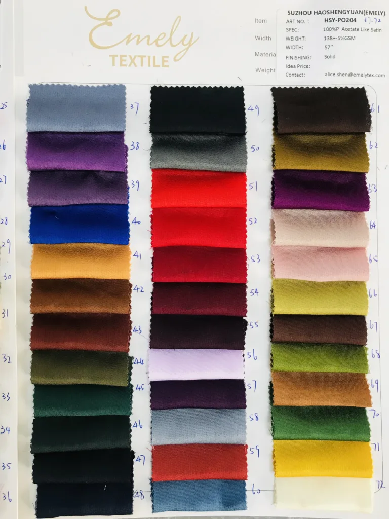 ACETATE like Single side Satin Fabric acetate fabric color book (2)