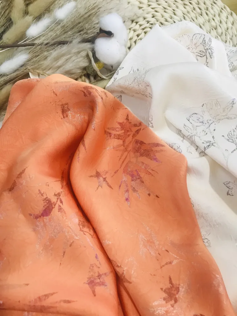 Acetate like double side Satin Fabric with Foil printing