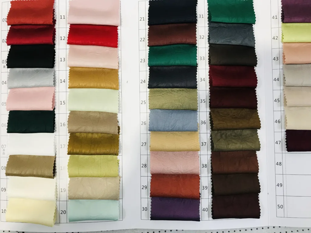AceTate like double side Satin Fabric with crush style Crumpled color book
