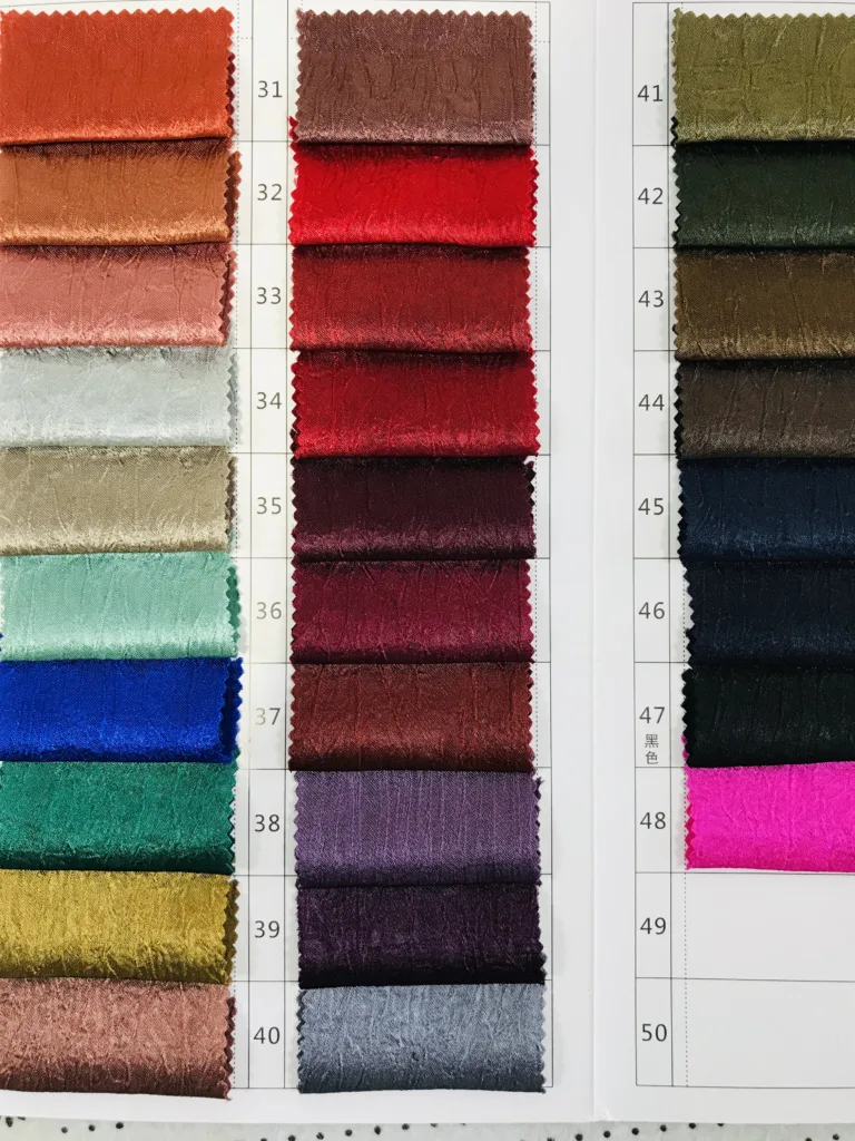 Acetate Like Crumpled Satin fabric color book 2