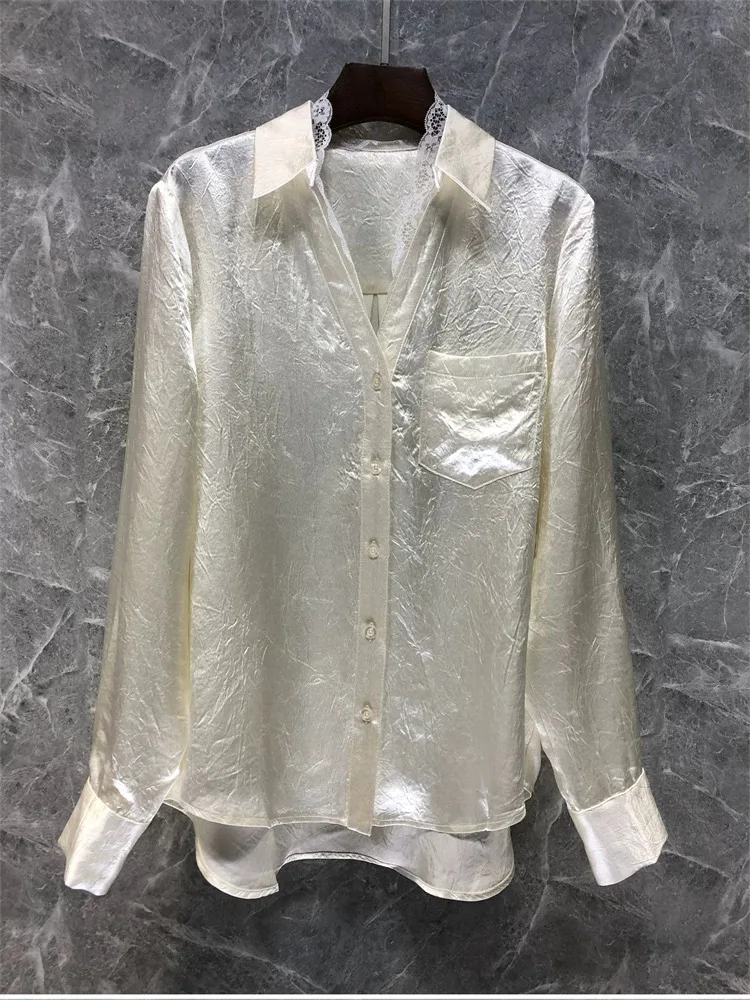 Acetate Like Crushed Satin BLOUSE