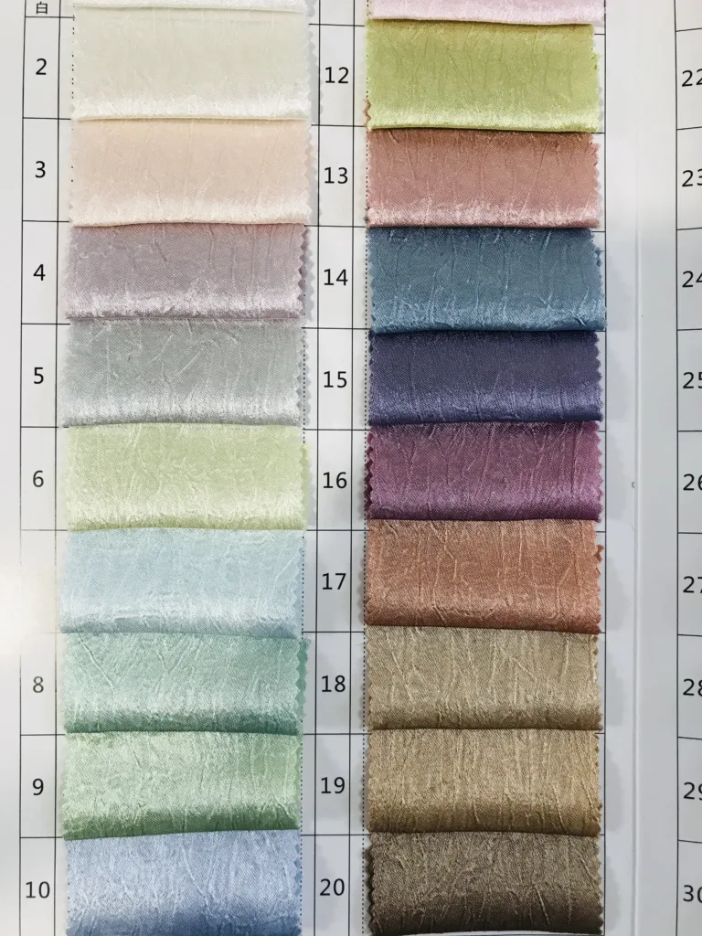 Acetate Like Crushed Satin fabric color book 1