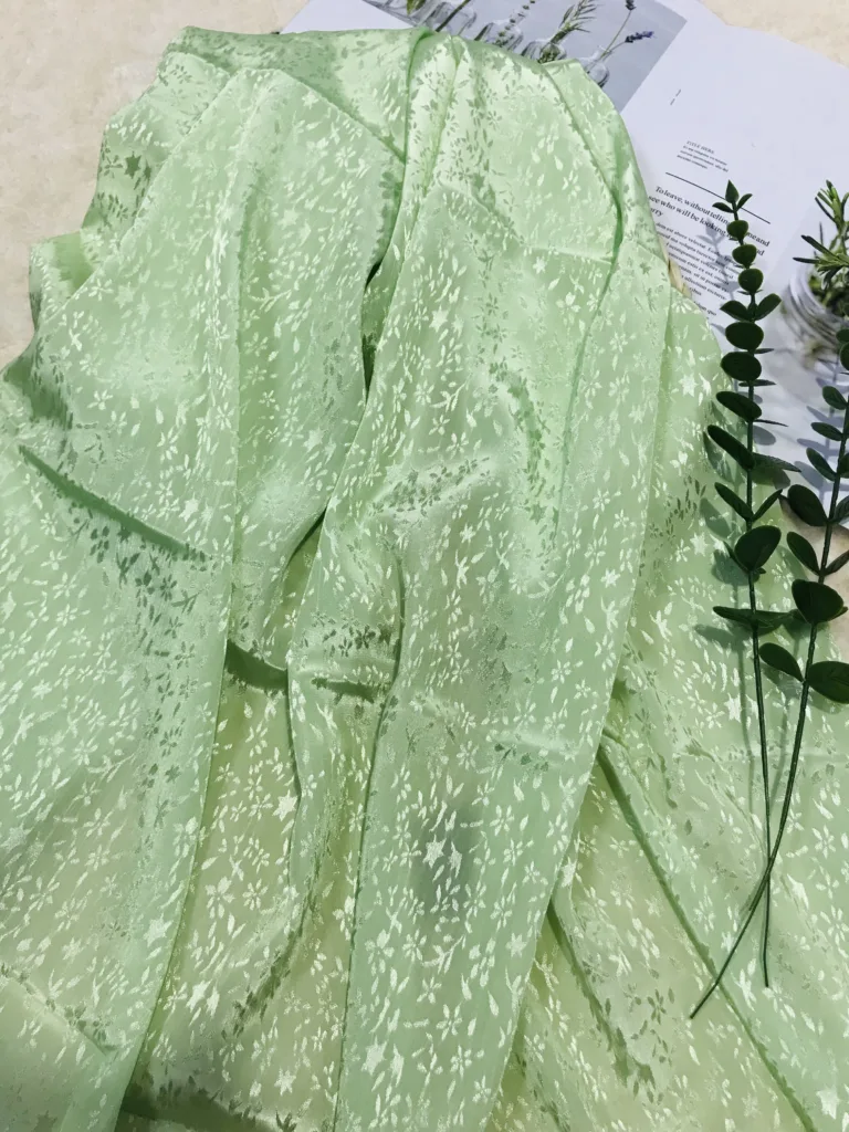 Acetate Like Jacquard Satin Fabric with Floral design