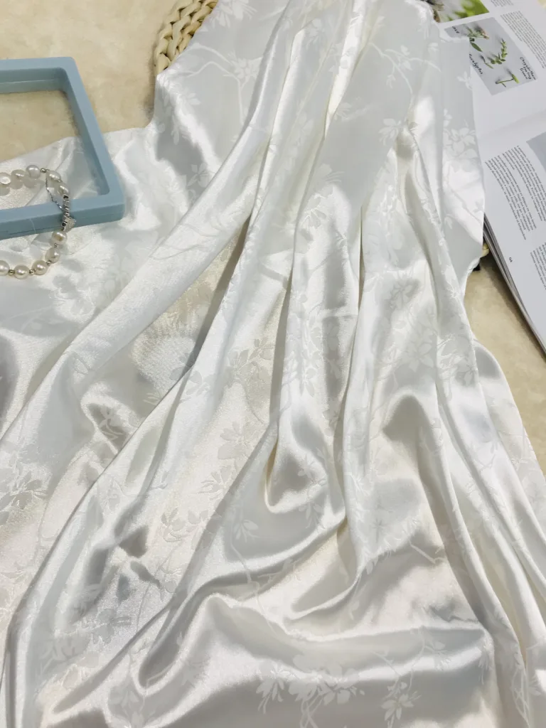 Jacquard Satin Fabric banboo leaf Design