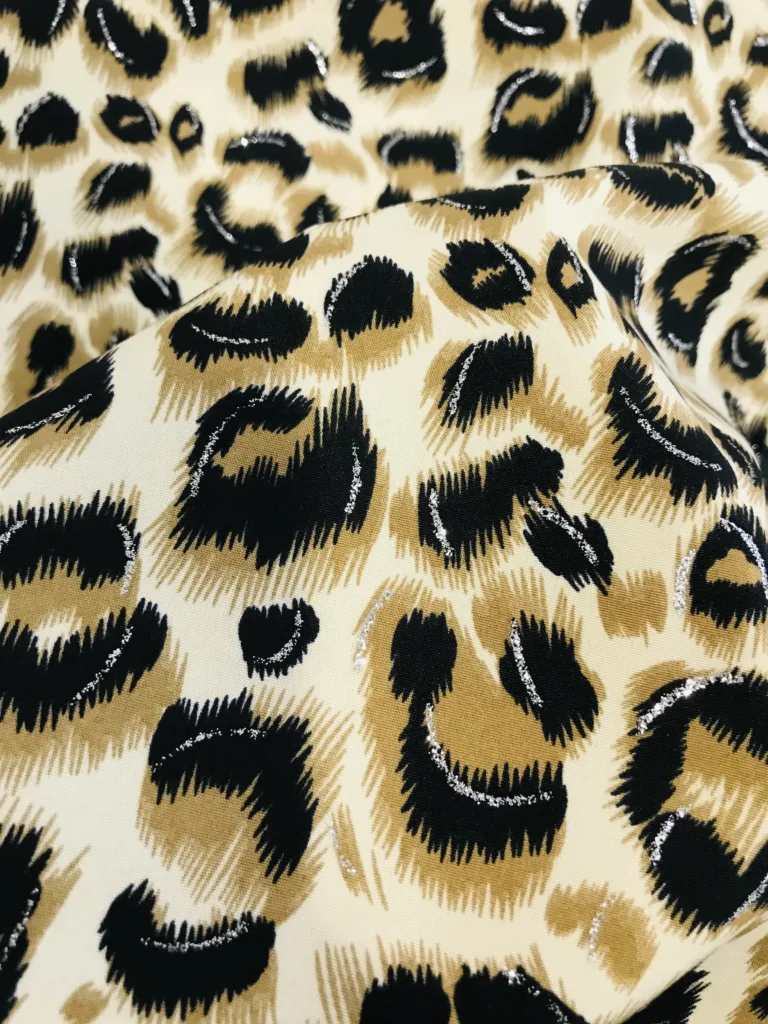 Polyester 4 way stretch printed fabric with foil printing (3)