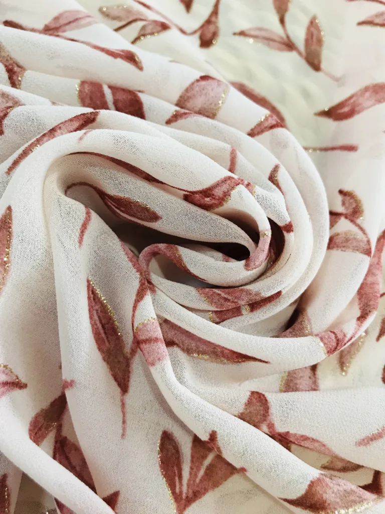 Polyester Chiffon Printed Fabric with Foil Printing (2)