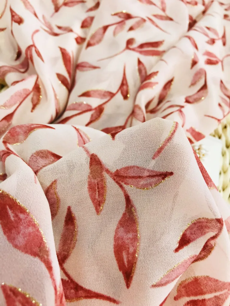Polyester Chiffon Printed Fabric with Foil Printing