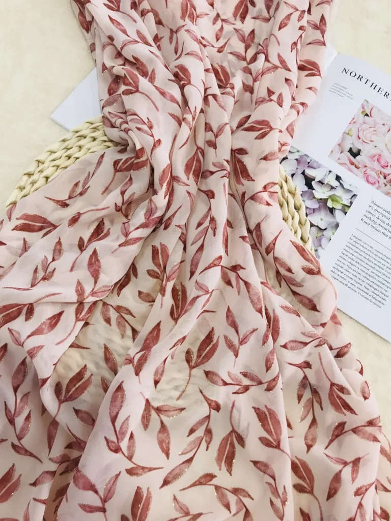 Polyester Chiffon Printed Fabric with Foil Printing