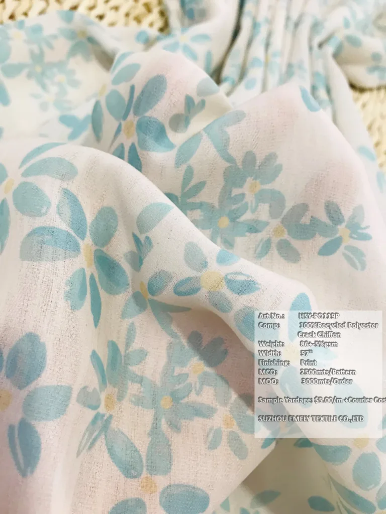 Polyester Crack Chiffon Printed Fabric with Floral design (2)