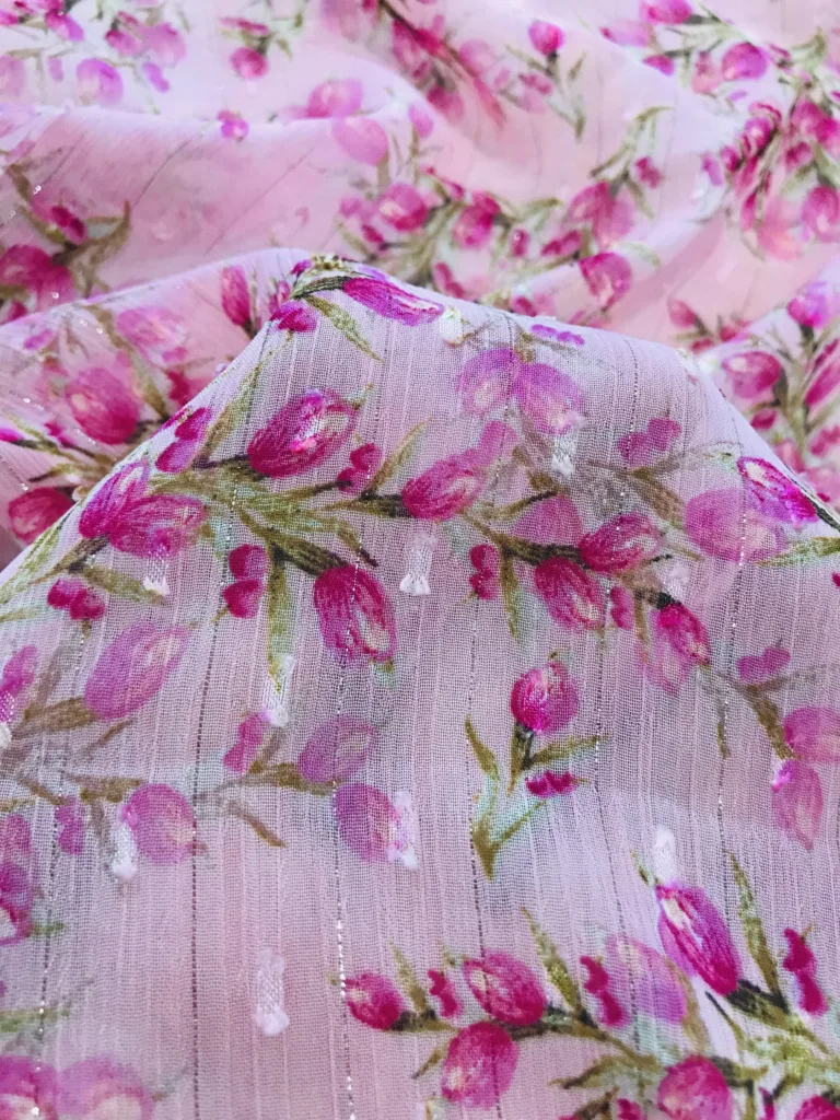 Polyester Crinkled Print Fabric with Lurex (3)