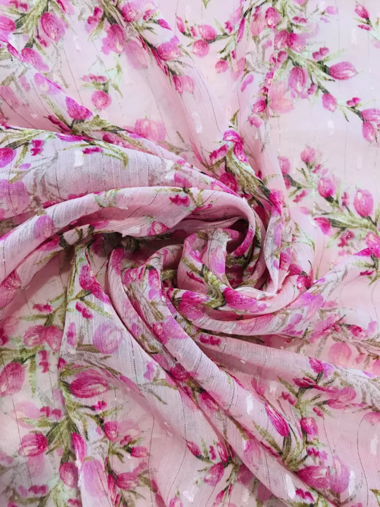 Polyester Crinkled Print Fabric with Lurex (4)