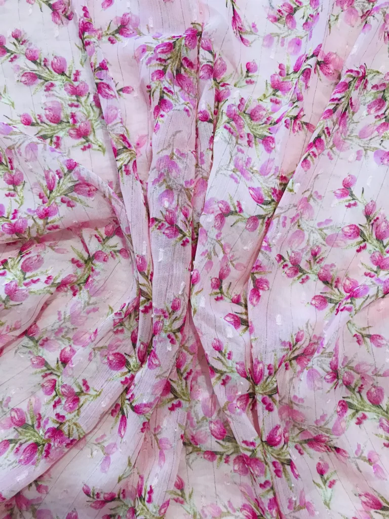 Polyester Crinkled Print Fabric with Lurex