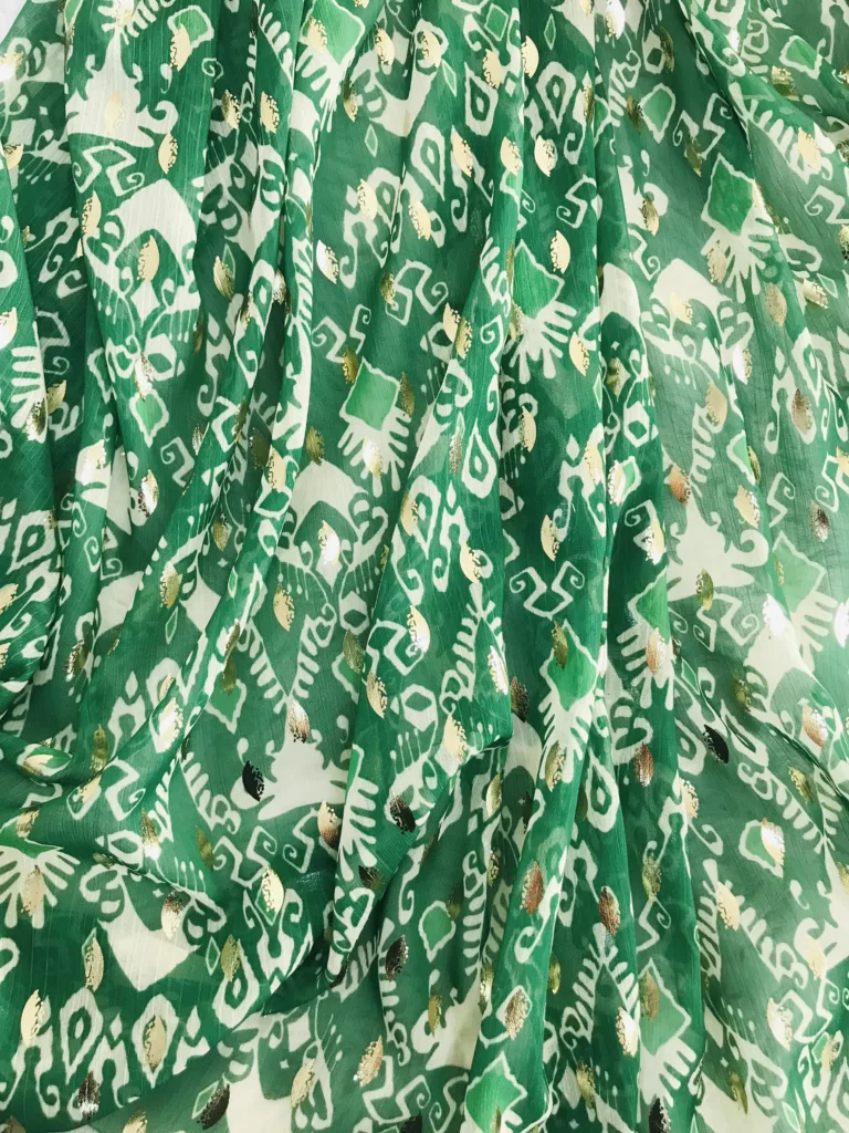 Polyester Crinkled printed fabric with Foil printing (3)