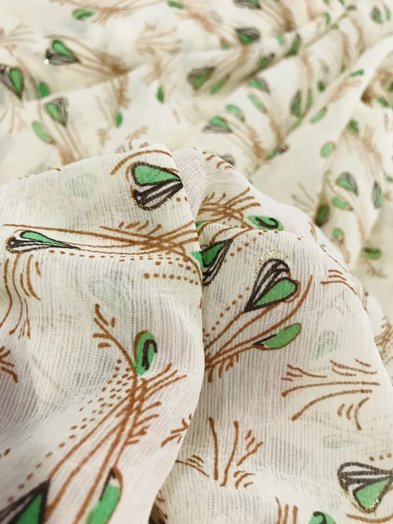 Polyester Crinkled printed fabric with Foil printing (3)