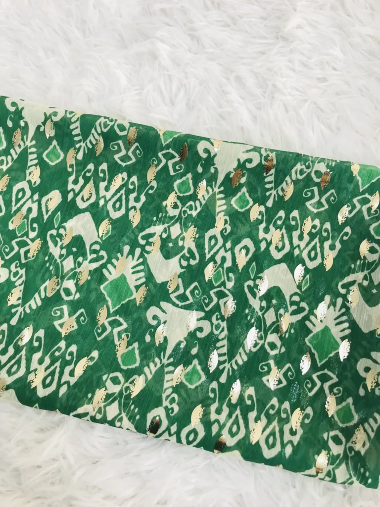 Polyester Crinkled printed fabric with Foil printing (4)