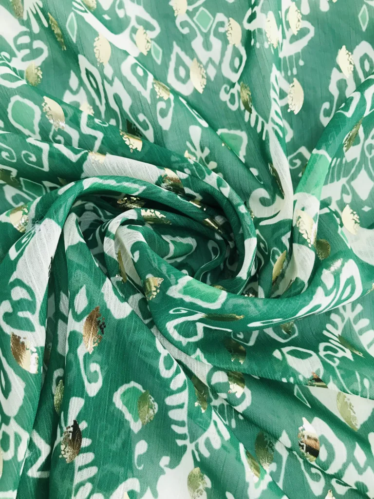 Polyester Crinkled printed fabric with Foil printing (5)