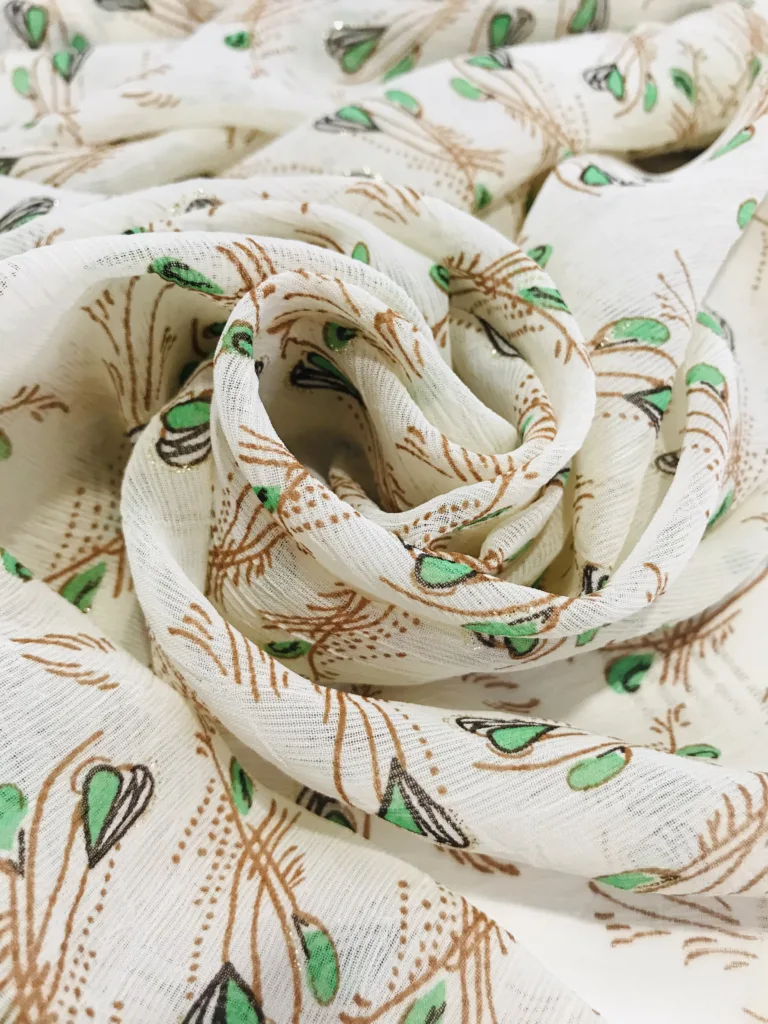 Polyester Crinkled printed fabric with Foil printing