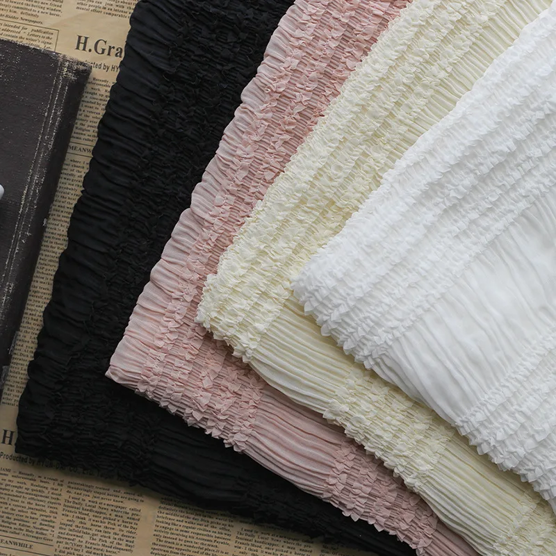 Polyester Jacquard Chiffon Fabric Crochet Embroidery (3)