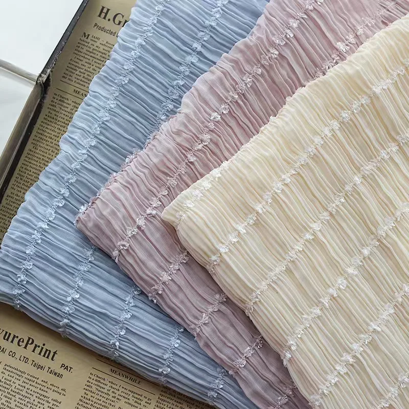 Polyester Jacquard Chiffon Fabric with Crochet Embroidery (3)