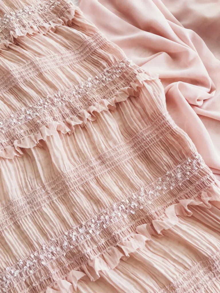 Polyester Jacquard Chiffon Fabric with Crochet Embroidery