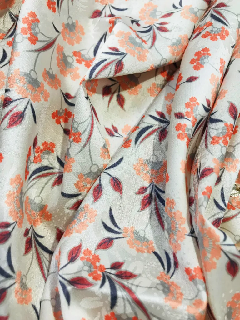 Polyester Jacquard Satin Printd Fabric floral Design (2)