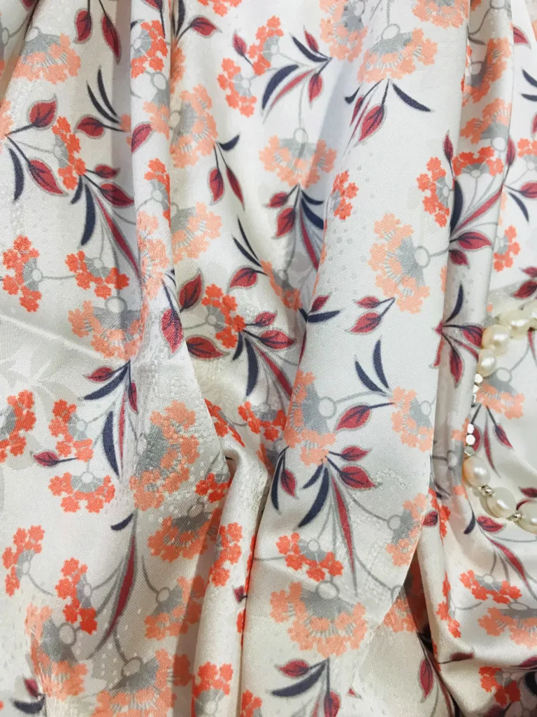 Polyester Jacquard Satin Printd Fabric floral Design (3)
