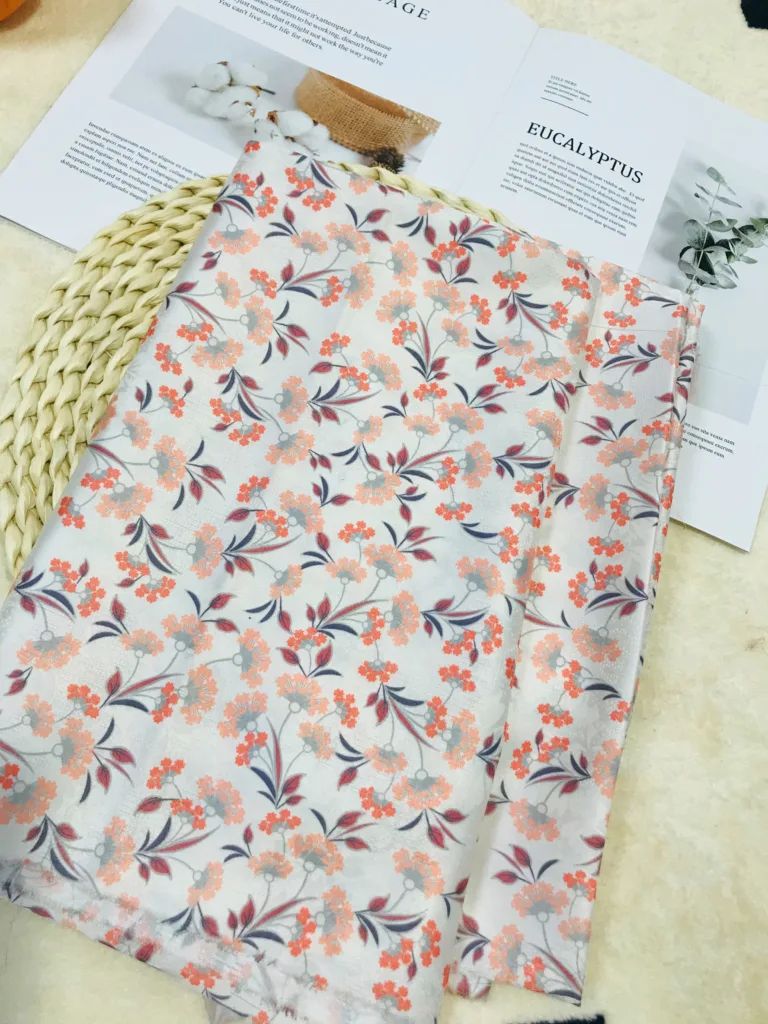 Polyester Jacquard Satin Printd Fabric floral Design (5)