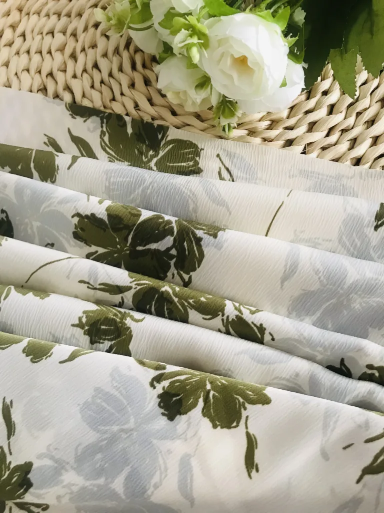 Polyester Seersucker Bubble Printed Fabric floral print design (3)