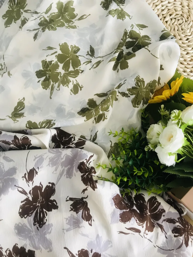 Polyester Seersucker Bubble Printed Fabric floral print design