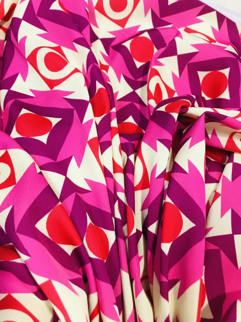 Polyester Seersucker Bubble Printed fabric Geometry design (3)