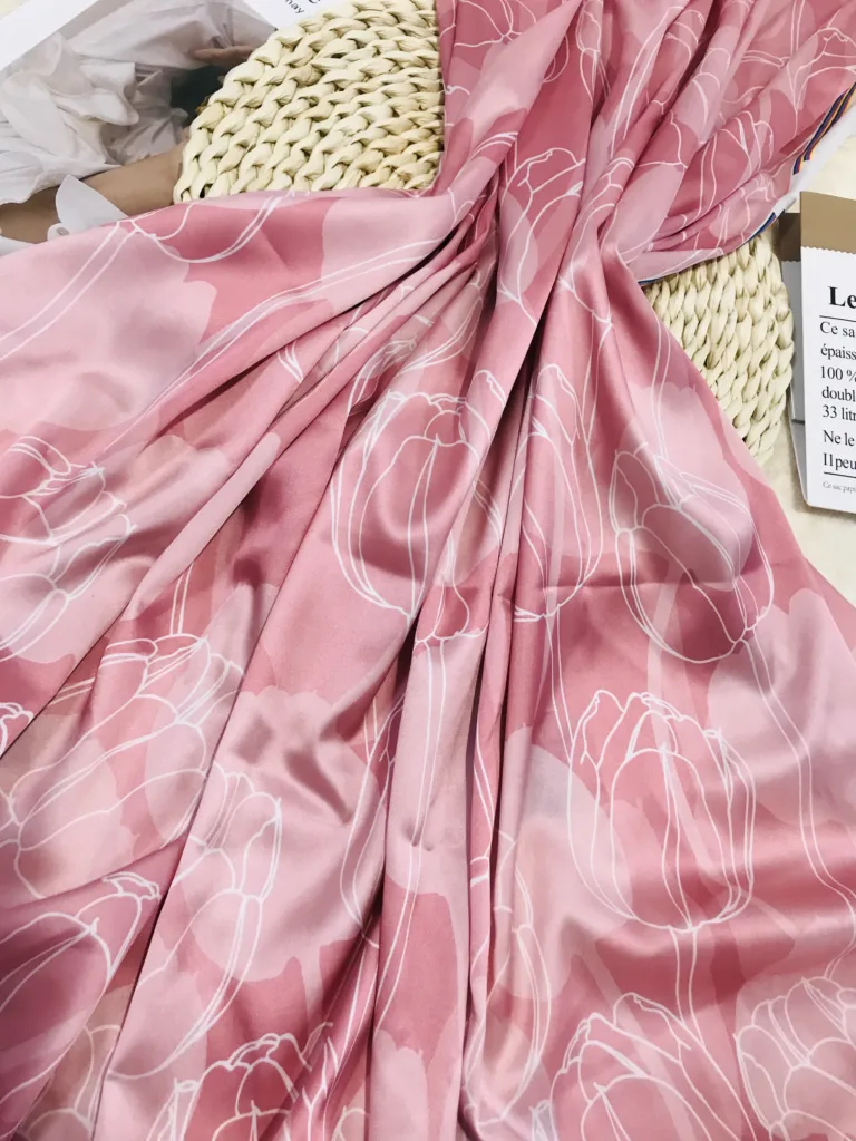Polyester Stretch Chiffon Satin Printed Fabric with Floral design (2)
