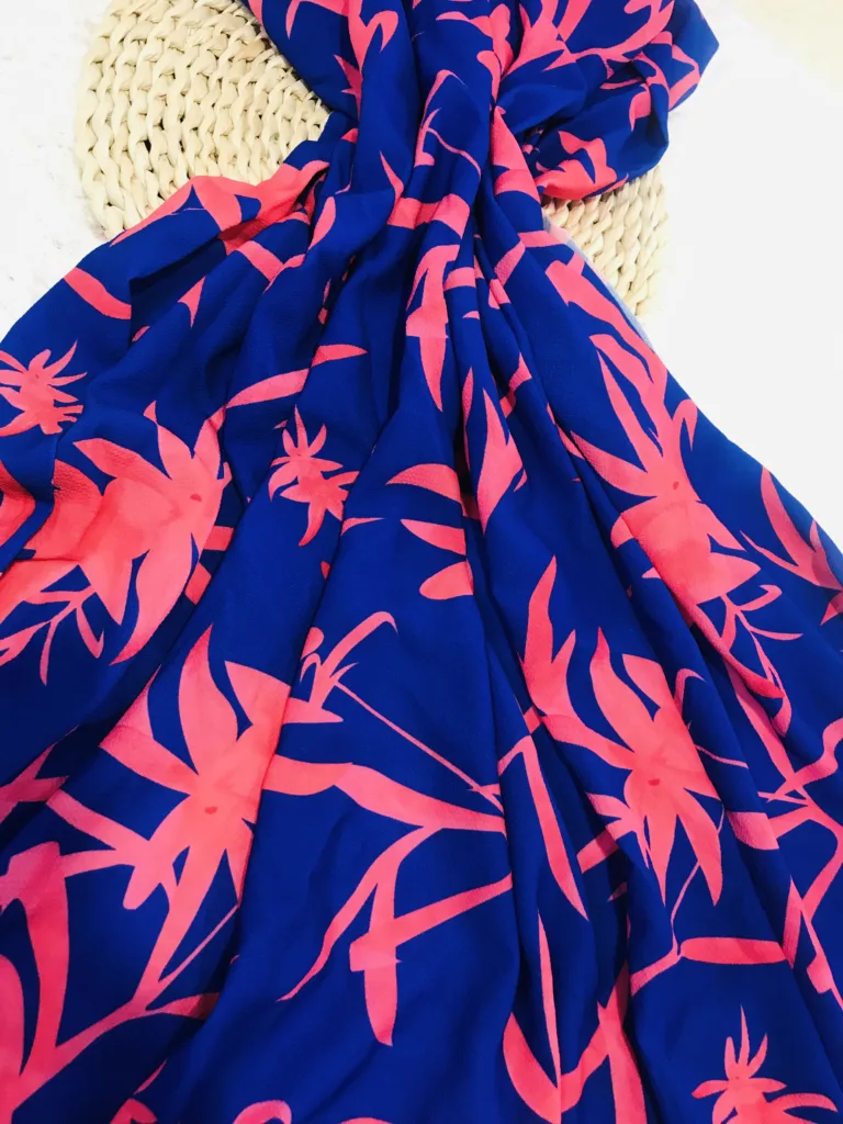 Polyester Stretch Seersucker fabric with fancy print design