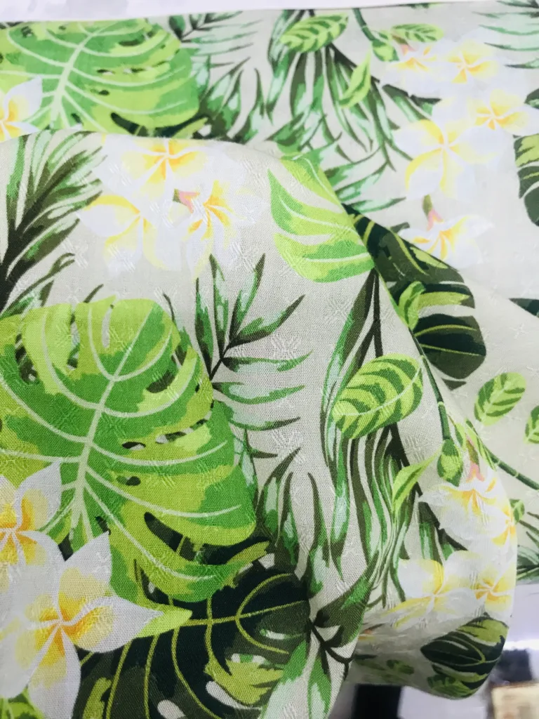 Printed jacquard viscose fabric