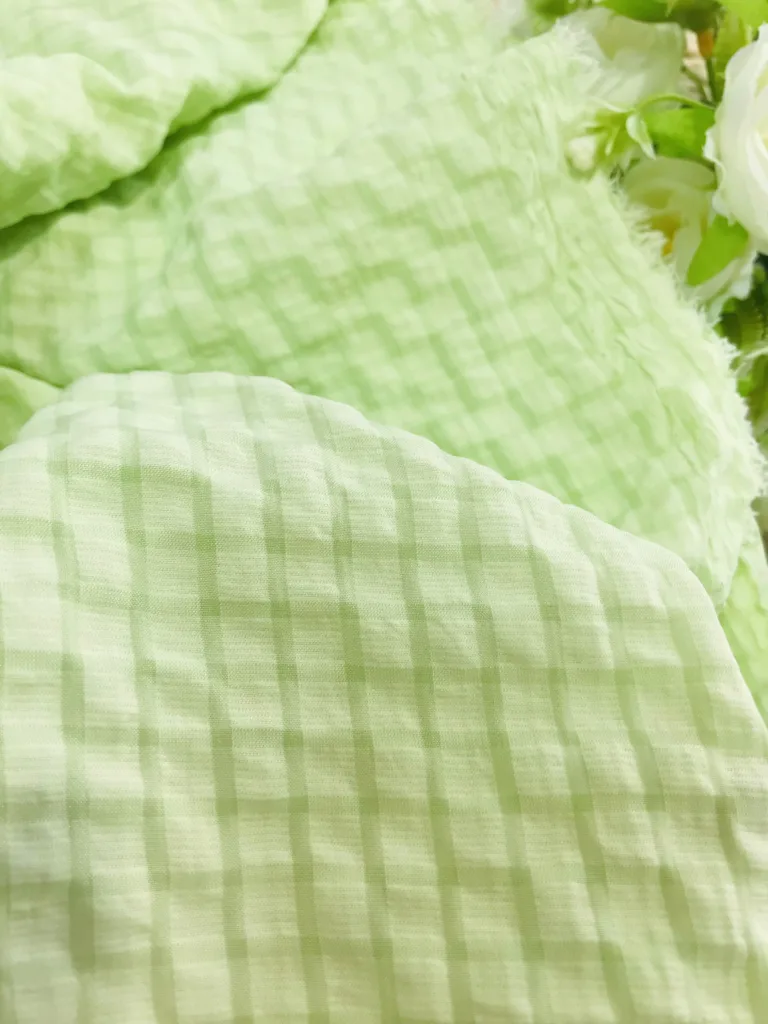 polyester 4WAY Stretch Seersucker Plaid Fabric (8)