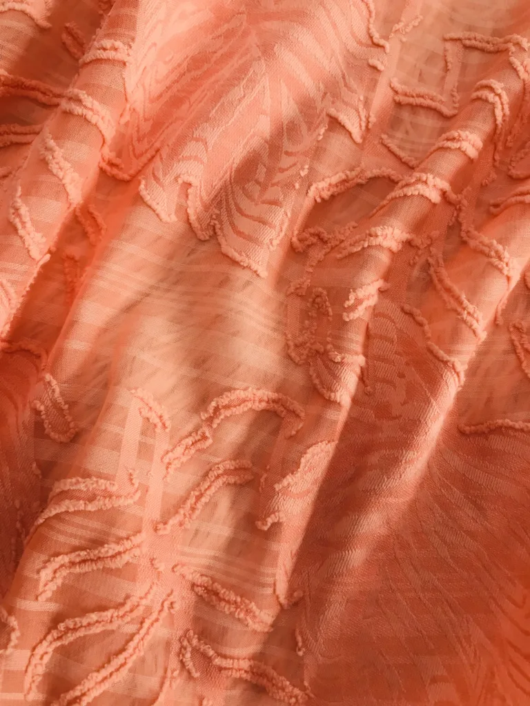polyester Jacquard Chiffon fabric with Leaf design