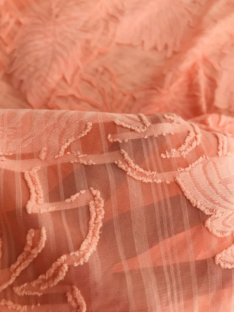 polyester Jacquard Chiffon fabric with Leaf design (5)