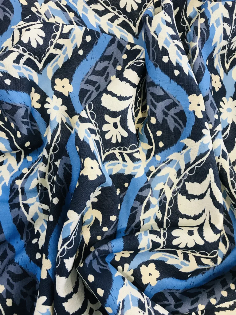 blended linen printed fabric