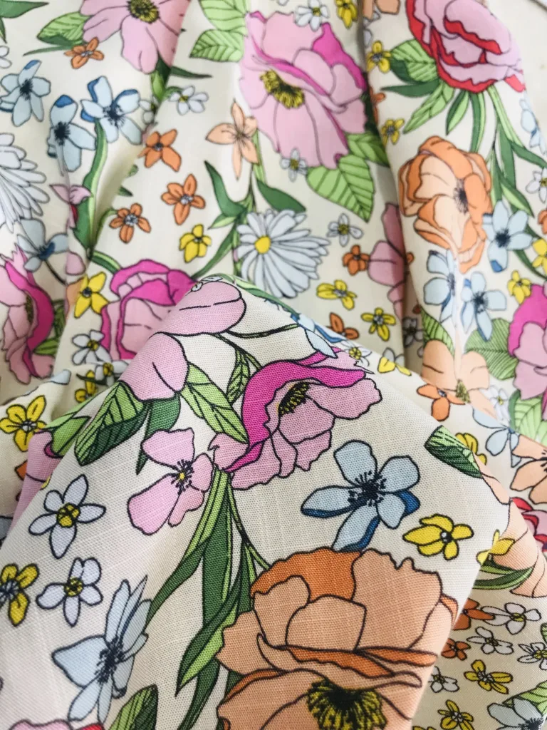 printed viscose slub fabric
