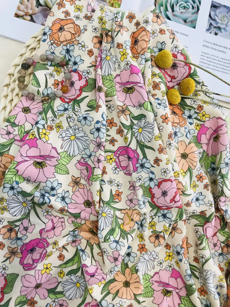 printed viscose slub fabric