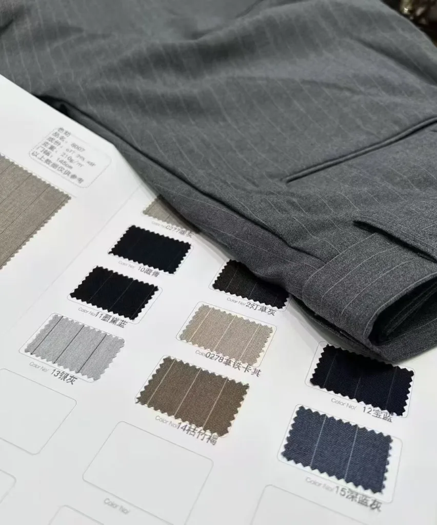 Blazer Suit in Grey color made of TR stripe Fabric
