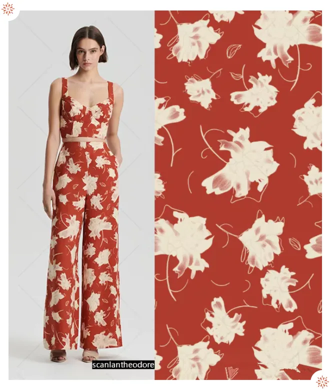 red printed fabric