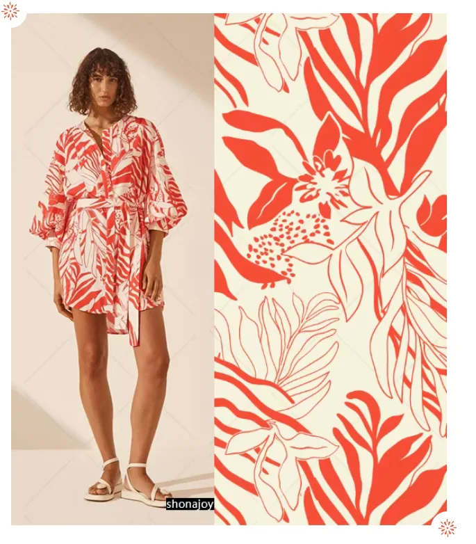 red printed fabric wholesale