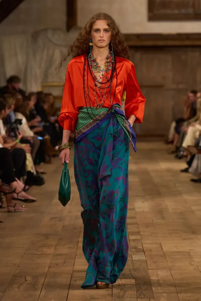 Red silk blouse from Ralph Lauren