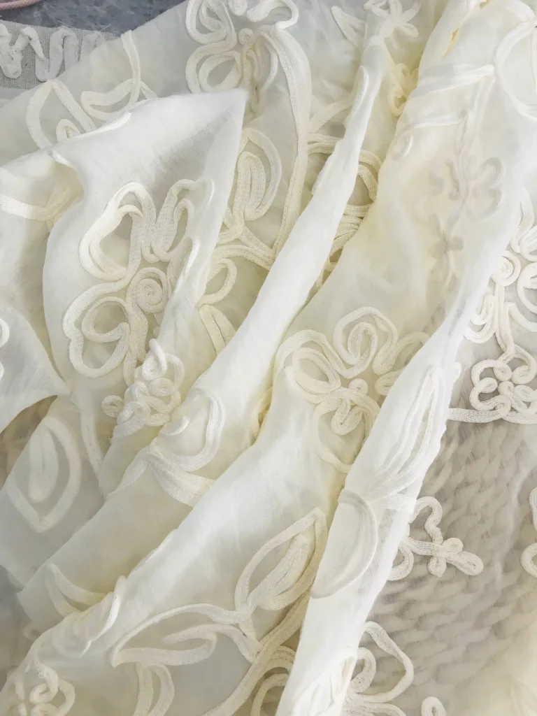 lyocell fabric with floral embroidery