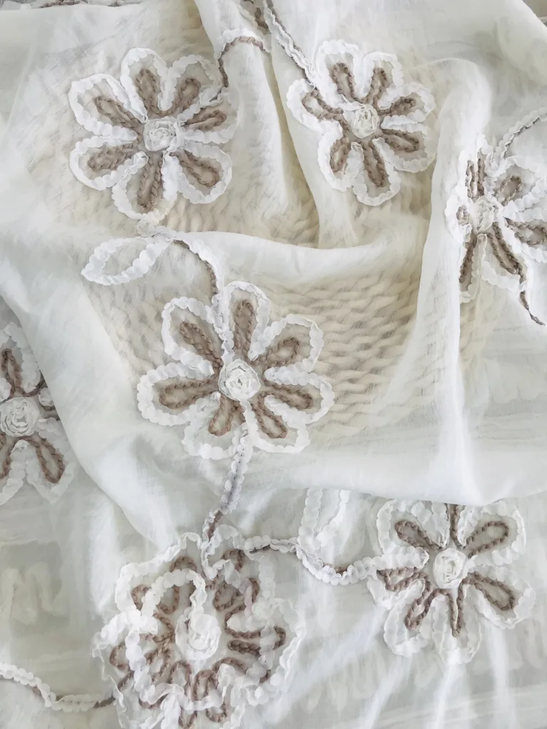 tencel flower embroidery fabric