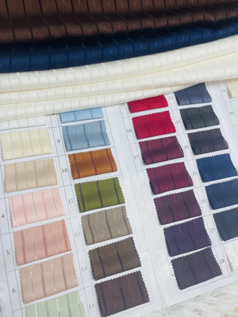 lurex satin stripe fabric